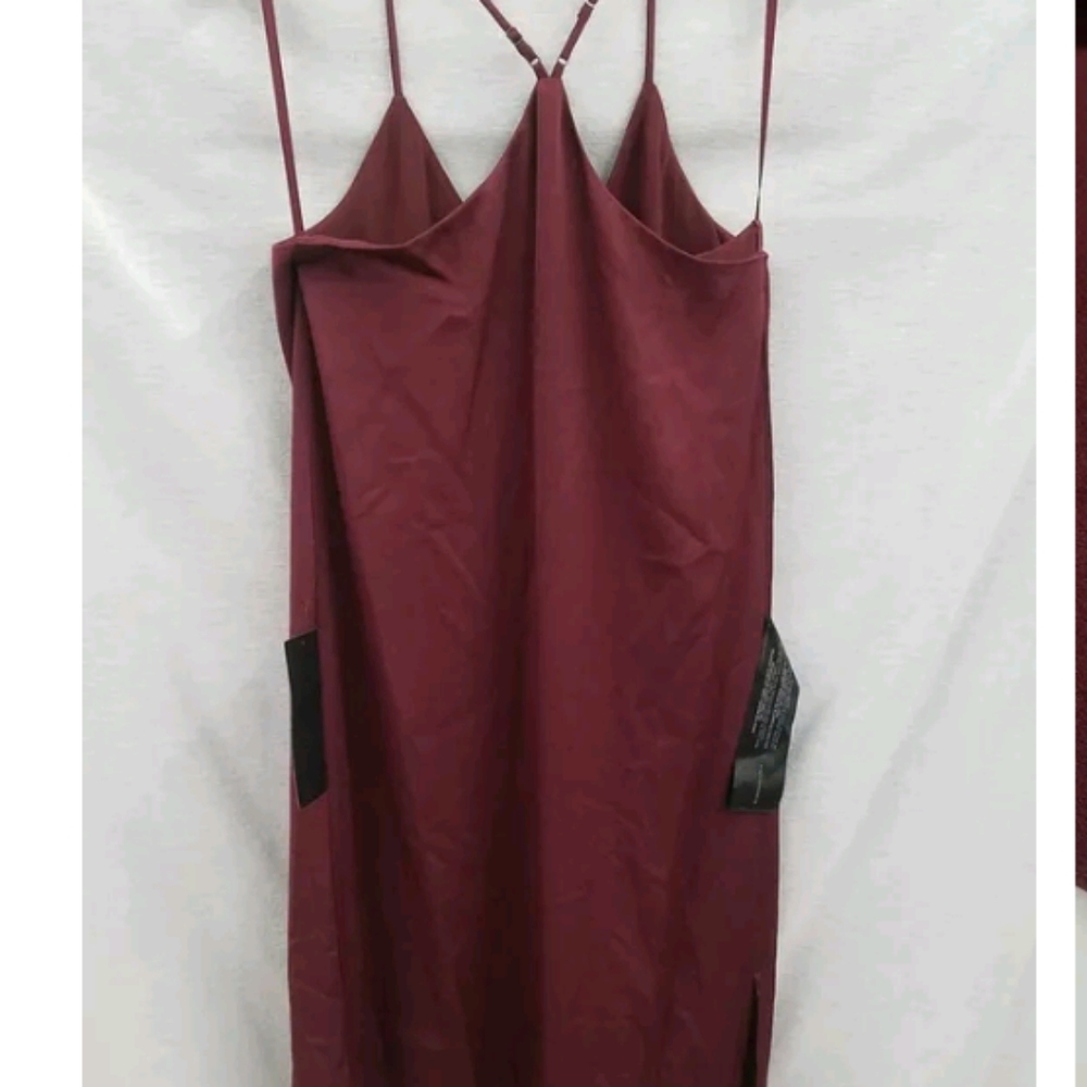 NWT BCBGMaxazria Elana Burgundy Sleeveless Spagreetti Strap V Neck Dress mini xs - Picture 2 of 5